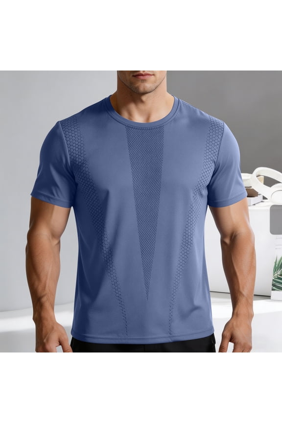 Men's Workout T Shirts Ice Silk Speed Drying Mesh Breathable Short Sleeve Athletic Gym Running Lightweight Performance Tee Tops