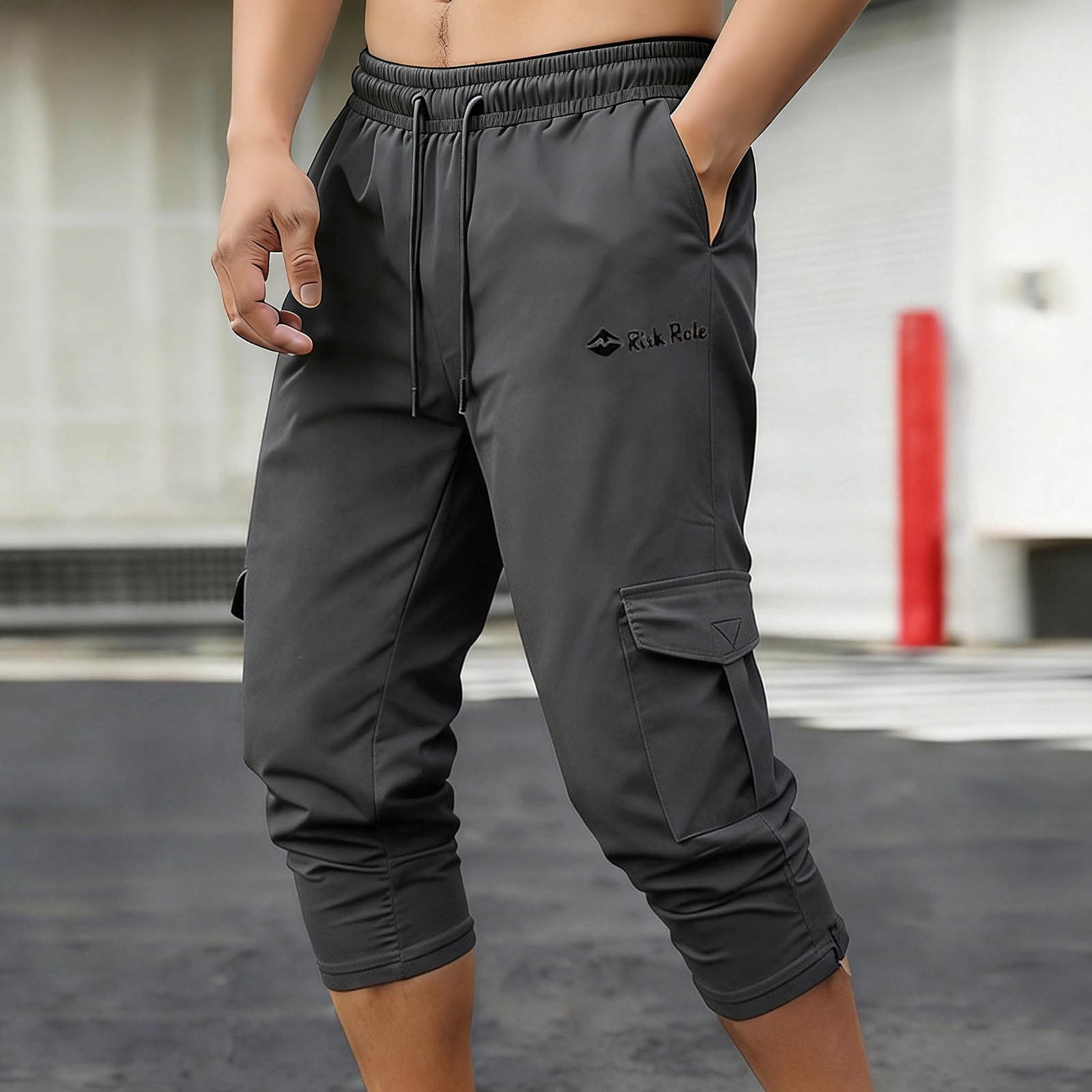 Yaoyar Mens 3/4 Pants Workout Jogger Yoga Capri Pants Drawstring