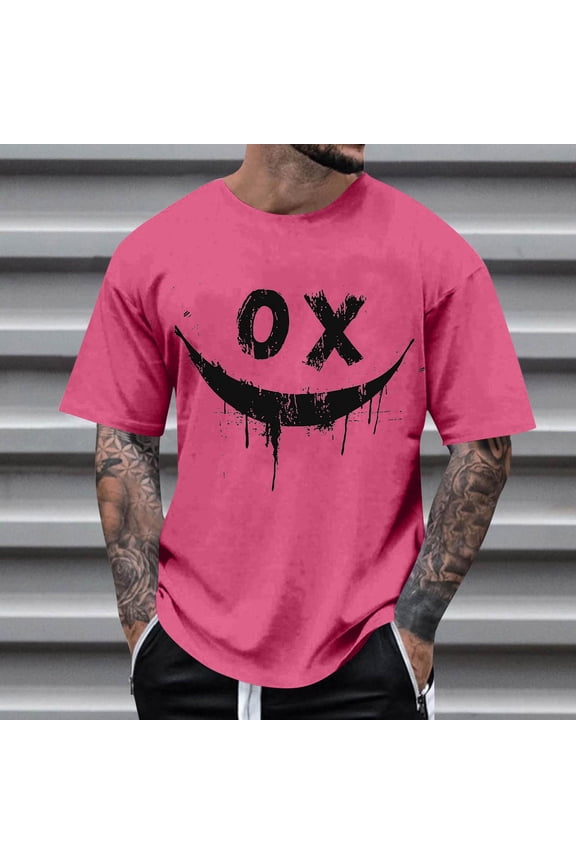 Mens Abstract Print Short Sleeve Tee Artistic Design Casual Fabric Modern Style Comfort Fit Round Neck Graphic Top