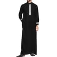 thumbnail image 1 of Yaoyar Mens Arab Robe Muslim Clothing Long Sleeved Round Neck Henley Shirts Kaftan Short Sleeve Lounge Plain Gown Shir, 1 of 4