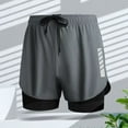 thumbnail image 1 of Yaoyar Mens Athletic Running Shorts, Men Large Size Solid Color Casual Fashion Loose Sports Three-quarter Pants Drawstring Pockets Double Layer Exercise Shorts Pants, 1 of 5