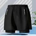 thumbnail image 1 of Yaoyar Mens Athletic Running Shorts, Men Large Size Solid Color Casual Fashion Loose Sports Three-quarter Pants Drawstring Pockets Double Layer Exercise Shorts Pants, 1 of 9