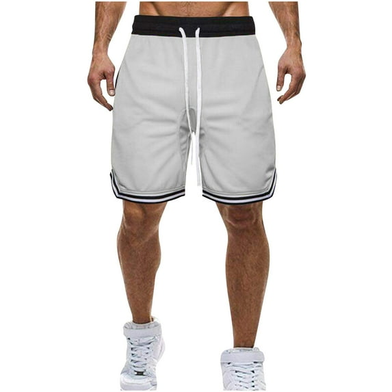 Yaoyar Mens Athletic Running Shorts, Men Large Size Solid Color Casual Fashion Loose Sports Three-quarter Pants Drawstring Pockets Double Layer Exercise Shorts Pants