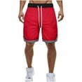 thumbnail image 1 of Yaoyar Mens Athletic Running Shorts, Men Large Size Solid Color Casual Fashion Loose Sports Three-quarter Pants Drawstring Pockets Double Layer Exercise Shorts Pants, 1 of 3