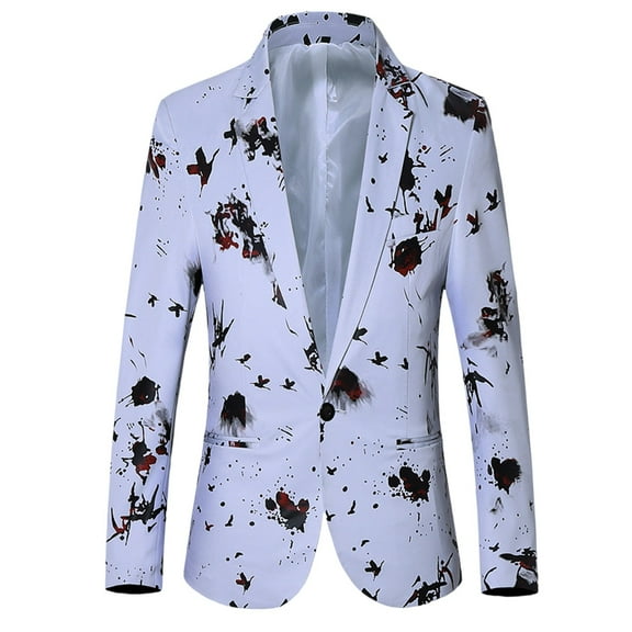 Yaoyar Mens Blazer Fashion Casual Personality Handsome Printed Tuxedo Suit Jacket for Party Banquet Dinner Wedding Red 6XL