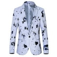 thumbnail image 1 of Yaoyar Mens Blazer Fashion Casual Personality Handsome Printed Tuxedo Suit Jacket for Party Banquet Dinner Wedding White L, 1 of 7