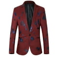 thumbnail image 1 of Yaoyar Mens Blazer Fashion Casual Personality Handsome Printed Tuxedo Suit Jacket for Party Banquet Dinner Wedding Wine 3XL, 1 of 7