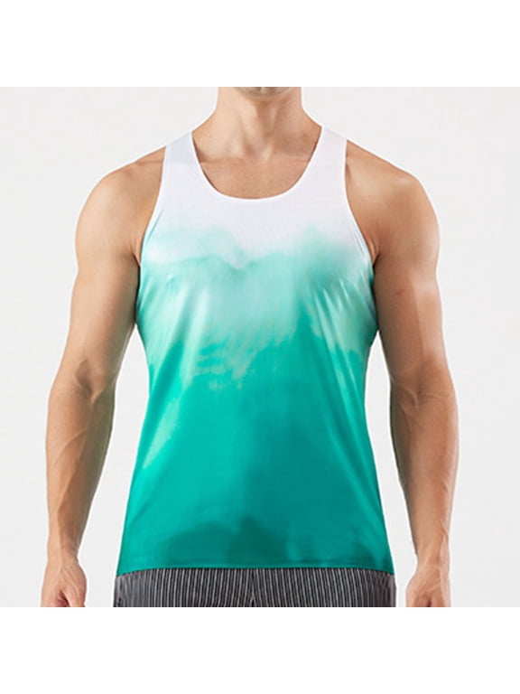 Mens Breathable Performance Athletic Wear, Moisture Wicking Stretch Workout Training Layer, Casual Gym Shirt for Ventilated Muscle Tee,Green,M