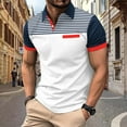 thumbnail image 1 of Yaoyar Mens Business Casual Tshirts Henley Neck Pullover Summer Short Sleeve T-Shirt Tops Trendy Striped Going Out Tees, 1 of 3