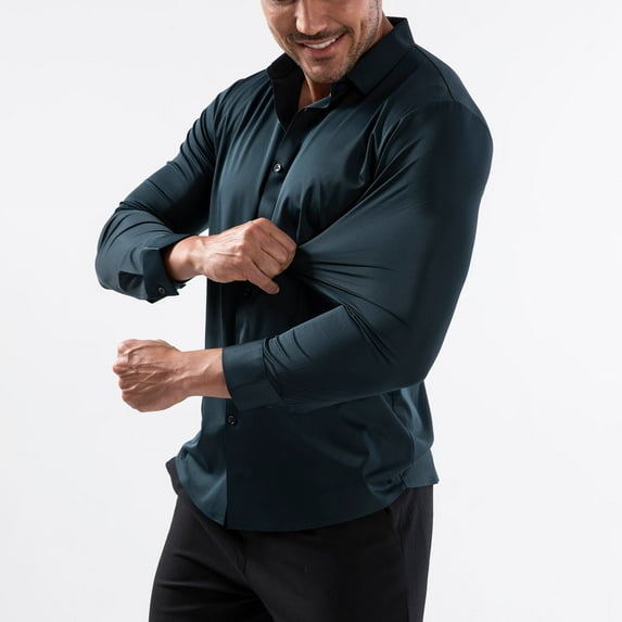 Yaoyar Mens Button Down Shirt Men's Long Sleeve Shirts Casual Button Down Banded Collar Beach Tops