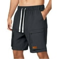 thumbnail image 1 of Yaoyar Mens Cargo Shorts Lightweight Breathable Hiking Solid Color Sports Fitness Training Breathable Shorts Pockets Cargo Cropped Pants, 1 of 9