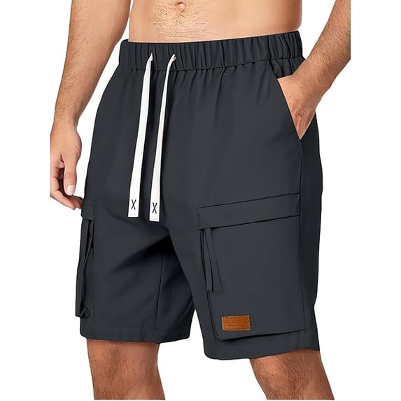 Yaoyar Mens Cargo Shorts Lightweight Breathable Hiking Solid Color Sports Fitness Training Breathable Shorts Pockets Cargo Cropped Pants