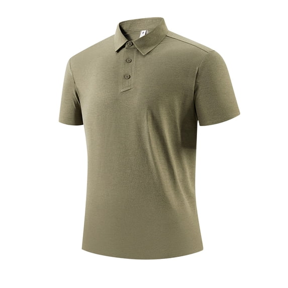 Yaoyar Mens Casual Button Down Shirt Style Running Sport Short Sleeve Lapel Shirt, Solid Color Tee, Athletic Fit Shirt
