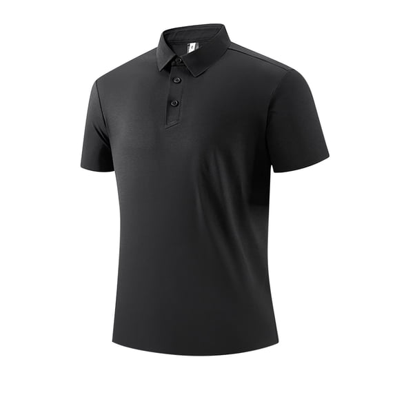 Yaoyar Mens Casual Button Down Shirt Style Running Sport Short Sleeve Lapel Shirt, Solid Color Tee, Athletic Fit Shirt