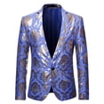 thumbnail image 1 of Yaoyar Mens Casual Floral Print Blazer Dress Slim Fit Prom Party Host Stage Dress Suit Jacket for Men Blue M, 1 of 7