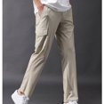 thumbnail image 1 of Yaoyar Mens Casual PantsLoose Fit Elastic Waist Pocket Pants Elastic Waist Solid Slacks Trousers(Khaki,L), 1 of 6