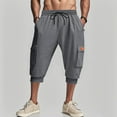 thumbnail image 1 of Yaoyar Mens Casual Shorts Summer Mid-waist Drawstring Pocket Solid Color Bunched Feet Outdoor Wear Athletic Short Pant Medium Trousers Shorts, 1 of 6