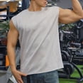 thumbnail image 1 of Yaoyar Mens Casual Sleeveless Tees Solid Color Wide Shoulder Outdoor Fitness Sports Athletic Activewear Workout Training Breathable Outdoor Leisure Crew Neck Shirts,Gray,L, 1 of 3