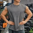 thumbnail image 1 of Yaoyar Mens Casual Sleeveless Tees Solid Color Wide Shoulder Outdoor Fitness Sports Athletic Activewear Workout Training Breathable Outdoor Leisure Crew Neck Shirts,Dark Gray,2XL, 1 of 3
