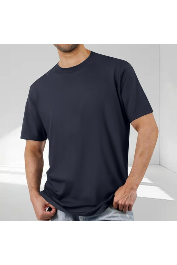 Mens Casual Solid Color Short-Sleeved T-Shirt, Loose And Simple Top Short-Sleeved Round Neck Top Summer Casual Sport T Shirt