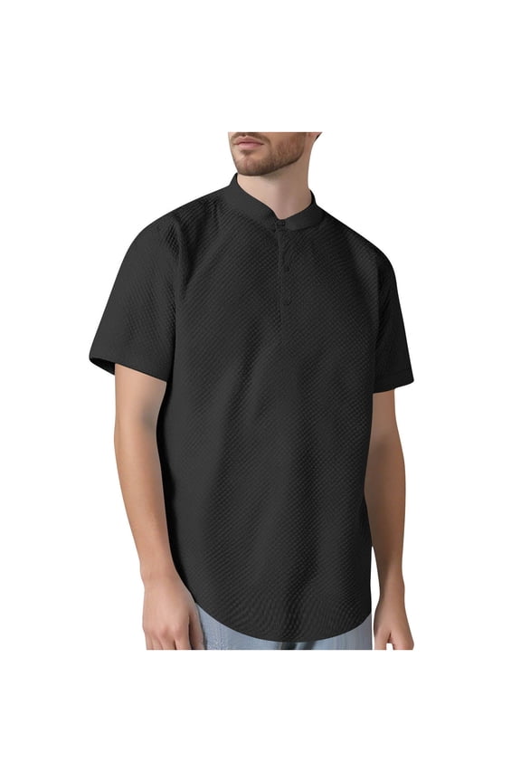 Mens Casual T Shirt Moisture Wicking Performance Texture Solid Color Casual Short Sleeved Round Neck Shirts Short Sleeve Casual Basic Tee