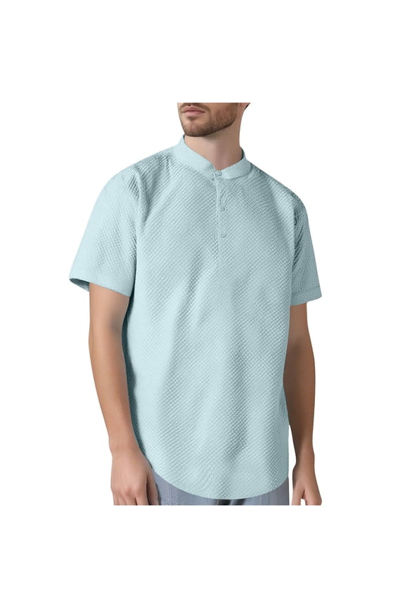 Mens Casual T Shirt Moisture Wicking Performance Texture Solid Color Casual Short Sleeved Round Neck Shirts Short Sleeve Casual Basic Tee