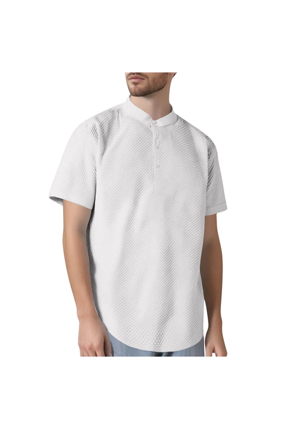 Mens Casual T Shirt Moisture Wicking Performance Texture Solid Color Casual Short Sleeved Round Neck Shirts Short Sleeve Casual Basic Tee