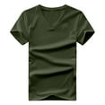 thumbnail image 1 of Yaoyar Mens Casual V-Neck T Shirt Summer Slim Fit Short Sleeve Shirts Solid Color Basics Tops Dry-Fit Moisture Wicking Active Athletic Tech Performance T-Shirt,Army Green,S, 1 of 7