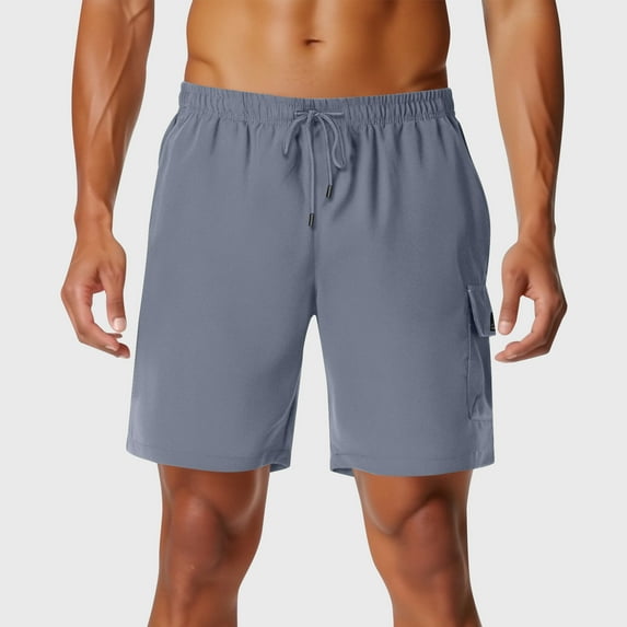 Yaoyar Mens Classic Fit Walking Hiking Shorts Casual and Fashionable Solid Color Summer Drawstring Elastic Waist Shorts