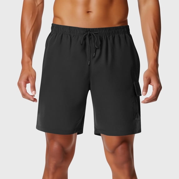 Yaoyar Mens Classic Fit Walking Hiking Shorts Casual and Fashionable Solid Color Summer Drawstring Elastic Waist Shorts
