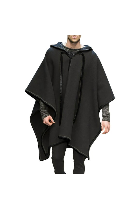 Mens Coats Swing Hoodies Spring Autumn Solid Color Jacket Zipper Multi Pocket Pullover Sports and Casual Coat Cloak Black S