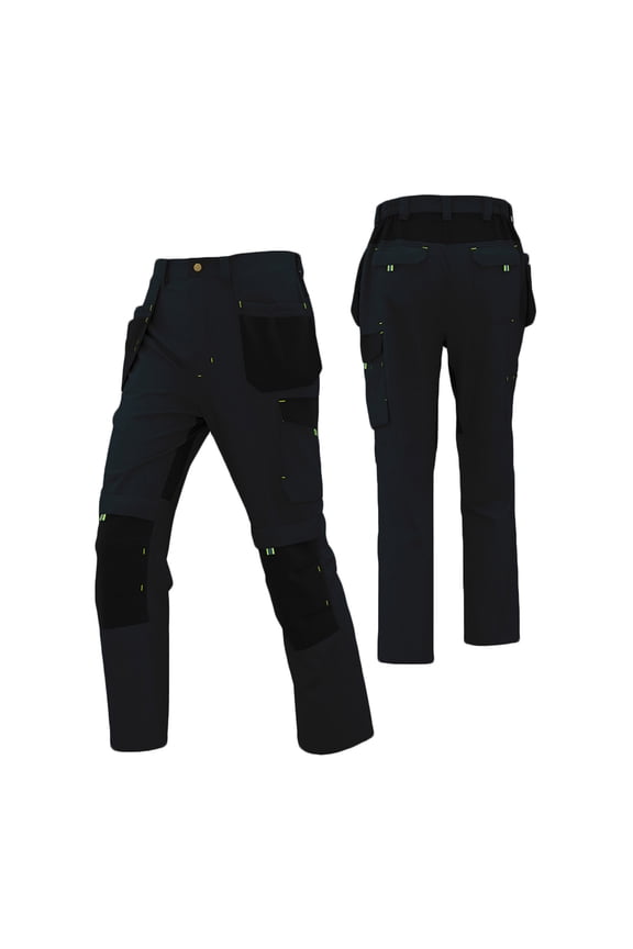 Mens Color-Blocked Overalls With Multiple Pockets Wear-Resistant And Removable Fly Pockets Workshop Construction Worker Work Trousers