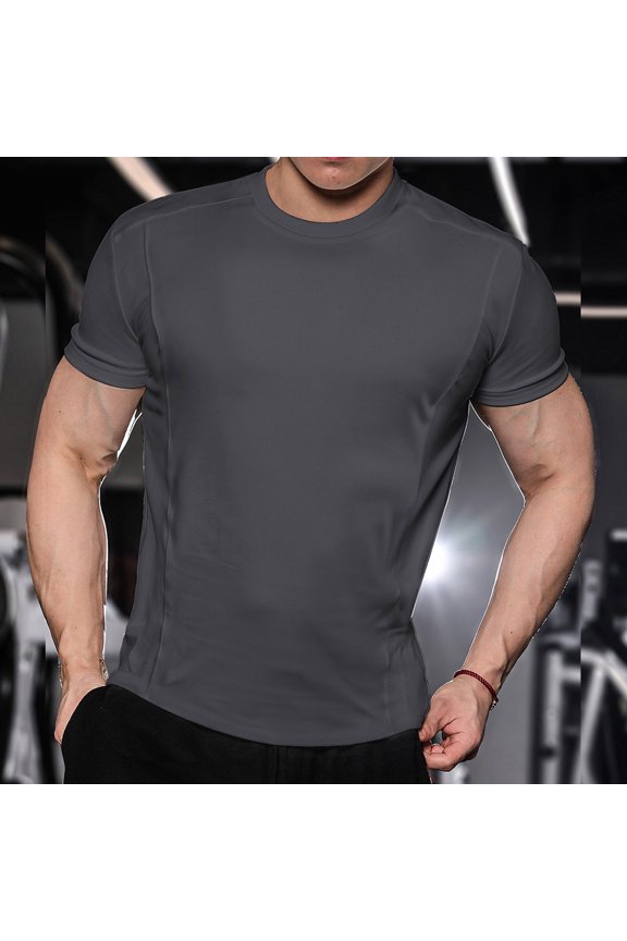 Mens Compression Shirts Short Sleeve Athletic Workout T-Shirt Running Tops Cool Dry Active Gym Undershirt
