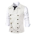 thumbnail image 1 of Yaoyar Mens Double Breasted Suit Vest, Stylish Paisley Slim Fit Formal Business Dress Waistcoat, 1 of 7