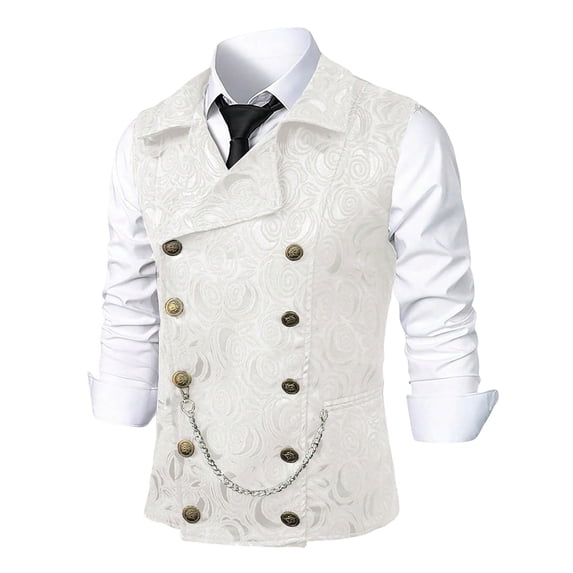 Yaoyar Mens Double Breasted Suit Vest, Stylish Paisley Slim Fit Formal Business Dress Waistcoat