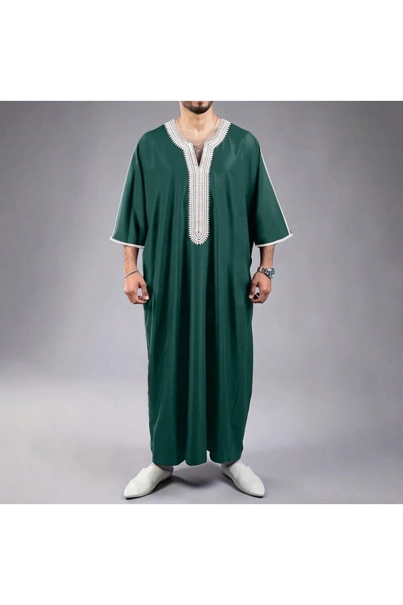 Mens Embroidery Moroccan Thobe Men Muslim Mogadishu Djellaba Robe Islamic Jubba Prayer Kaftan Islamic Arabic Abaya