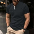 thumbnail image 1 of Yaoyar Mens Fashion T-Shirt Casual Stylish Short Sleeve Stand Collar Solid Color Top With Pocket And Button Fashion Daily Wear Summer Half Sleeves, 1 of 5