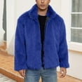 thumbnail image 1 of Yaoyar Mens Faux Fur Jacket Fluffy Furry Coats Lapel Collar Long Sleeve Outerwear Winter Warm Cardigans Outerwear, 1 of 9