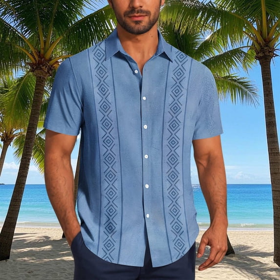 Yaoyar Mens Floral Vintage Lapel Shirt Fashion Printed Button Short Sleeve Lapel Casual Shirts Beach Hawaiian Shirts