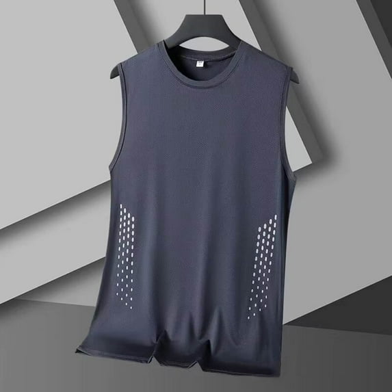 Yaoyar Mens Foundational Solid Primary Casual Wear, Essential Wardrobe Crew Neck Sleeveless Lounge Layer, Everyday Muscle Shirt for Core Style Top,Dark Gray,3XL