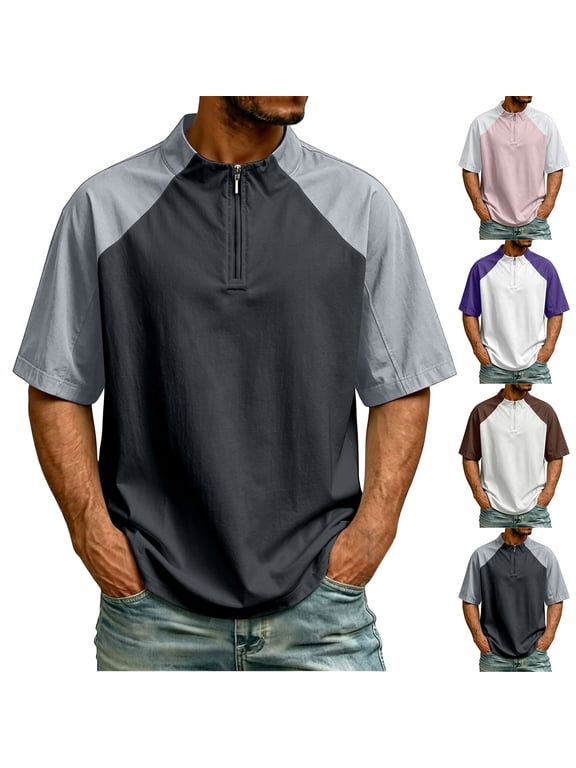 Mens Golf Baseball Pullover Workout Cage Weather Resistant Short Sleeve 1/4 Zip Athletic Shirt