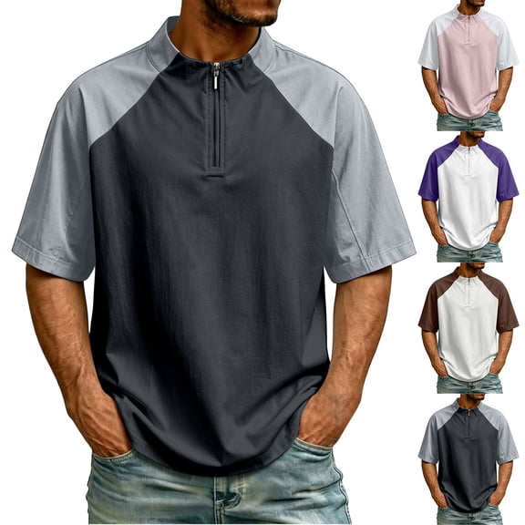Yaoyar Mens Golf Baseball Pullover Workout Cage Jacket Short Sleeve 1/4 Zip Athletic Shirt
