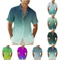 thumbnail image 1 of Yaoyar Mens Gradient Linen Turndown Collar Shirts Casual Button Down Short Sleeve Beach Summer Shirts, 1 of 5