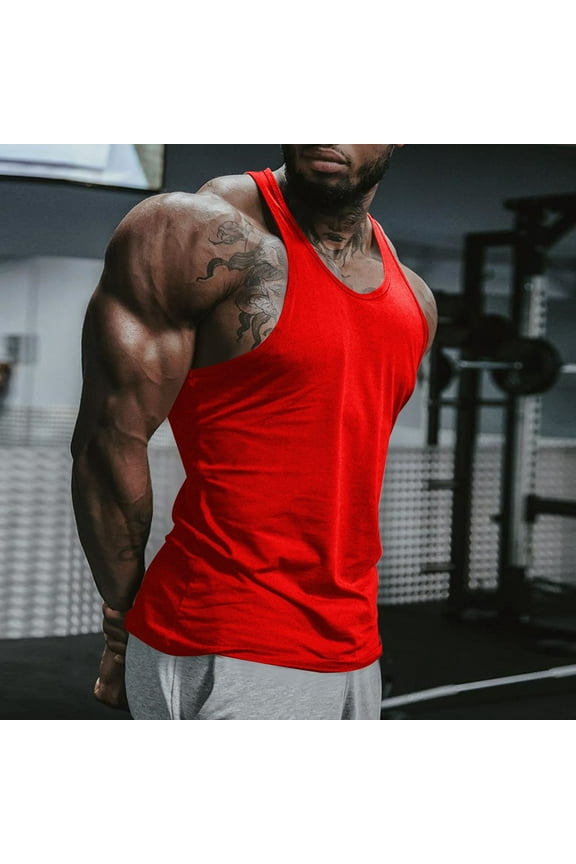 Mens Gym Workout Muscle Bodybuilding Vest solid color pure cotton quick-drying high elastic sports pullover crew neck fitness thin shoulder strap muscle