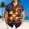 thumbnail image 1 of Yaoyar Mens Hawaiian Christian Shirts Cross Jesus Lapel Button Down Short Sleeve Beach Shirt Summer Tops Vacation Casual Fashion, 1 of 6