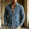 thumbnail image 1 of Yaoyar Mens Hawaiian Floral Long Sleeve Shirt Tropical Button Down Printed Aloha Shirts Wedding Beach Vacation with Pocket, 1 of 5