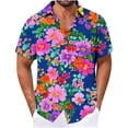 thumbnail image 1 of Yaoyar Mens Hawaiian Tropical Shirt Short Sleeve Casual Print Button Up Collar Shirt Pullover Vacation Summer Beach Shirts Cardigan Top, 1 of 3