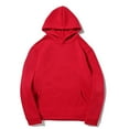 thumbnail image 1 of Yaoyar Mens Hooded Sweatshirt Fashion Casual Basic Solid Long Sleeve Pullover Hoodies Hooded Pocket Top Long Sleeve Hooded Blouse Big And Tall,Red,XL, 1 of 2