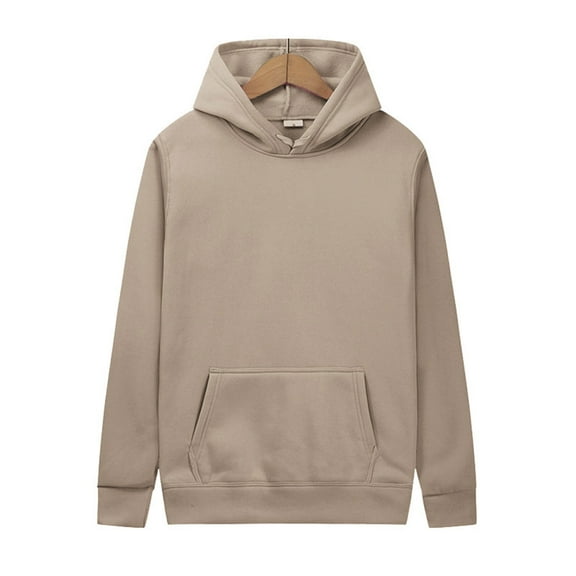 Yaoyar Mens Hooded Sweatshirt Fashion Casual Basic Solid Long Sleeve Pullover Hoodies Hooded Pocket Top Long Sleeve Hooded Blouse Big And Tall,Beige,L