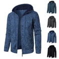 thumbnail image 1 of Yaoyar Mens Hoodies Knit Sweater, Full Zip Fleece Lined Cardigan Sweaters Casual Regular Fit Knit Hooded Men Sweater Jacket, 1 of 5